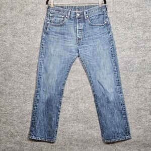 Levis 501 Original Fit Mens Blue Medium Wash Straight Leg Button Fly Jeans 32x30
